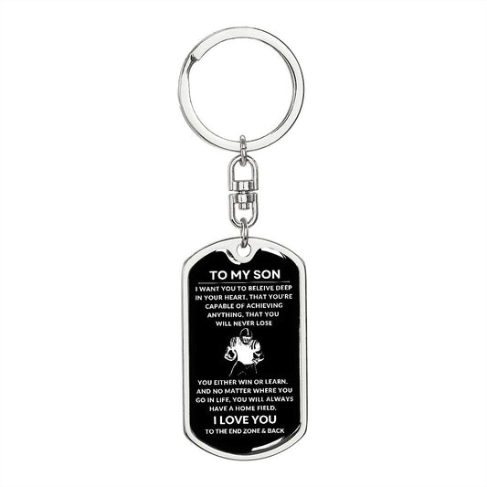 Gift For Son | Football Dog Tag Keychain