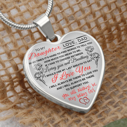 Gift For Daughter |Last Breathe Heart Necklace From Dad