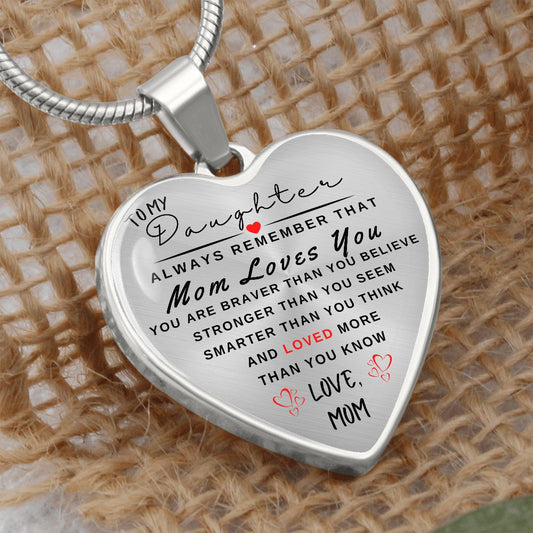 Gift For Daughter | Mom Loves You Heart Necklace From Mom