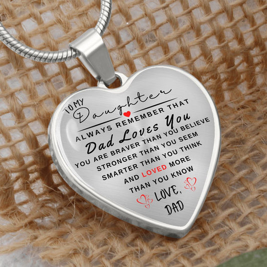 Gift For Daughter | Dad Loves You Heart Necklace From Dad