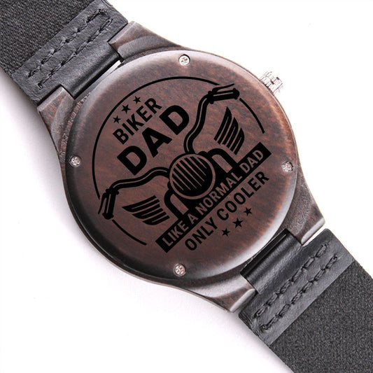 Gift For Dad | Engraved Wooden Watch - Biker Dad