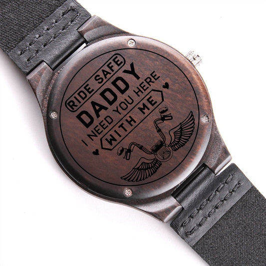 Gift For Dad | Engraved Wooden Watch - Ride Safe