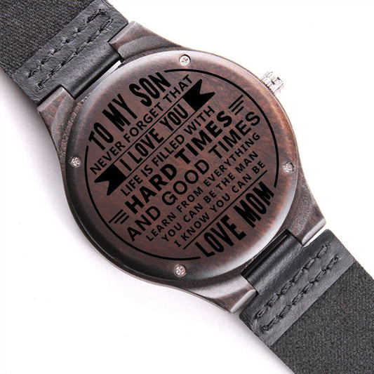 Gift For Son | Engraved Wooden Watch - Learn From Everything From Mom