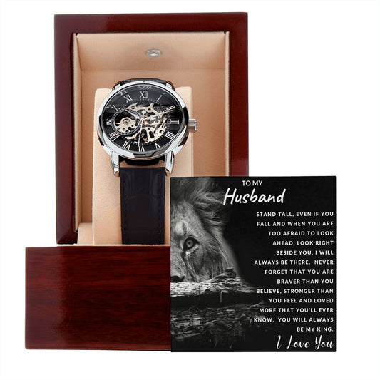 Gift For Husband | Men's Openwork Watch - Lion