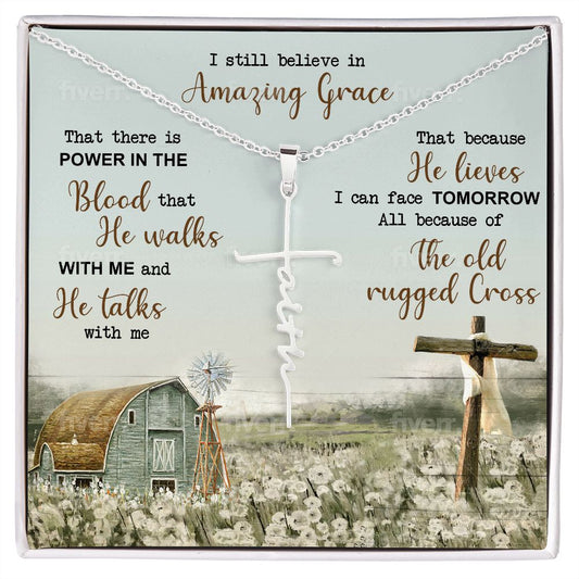 Gift For Her | Faith Cross Necklace - Amazing Grace
