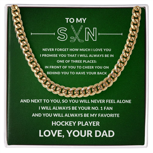 Gift For Son | Cuban Link Chain - Hockey Green From Dad