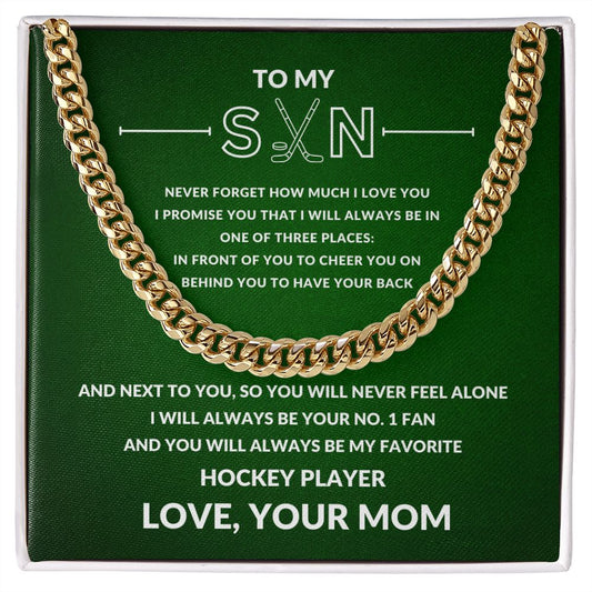 Gift For Son | Cuban Link Chain - Hockey Green From Mom