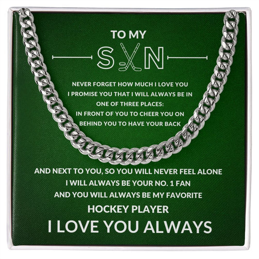 Gift For Son | Cuban Link Chain - Hockey Green