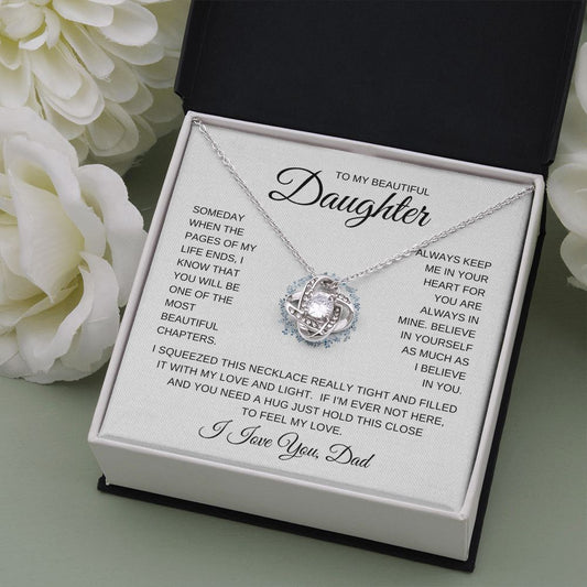 Gift For Daughter | Love Knot Necklace - Blue Flower Ring From Dad