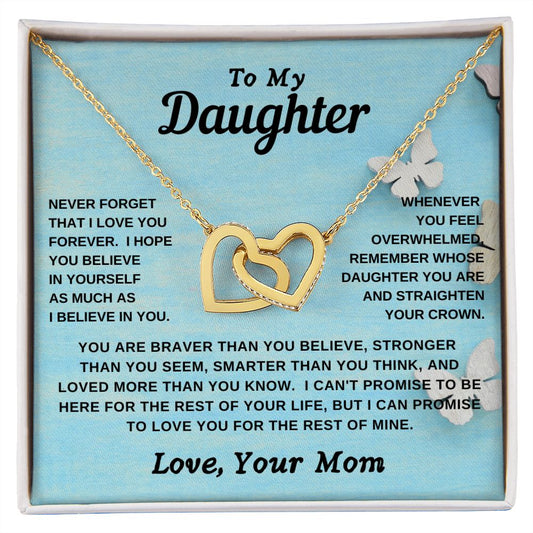 Gift For Daughter |Interlocking Heart Necklace - Butterfly From Mom