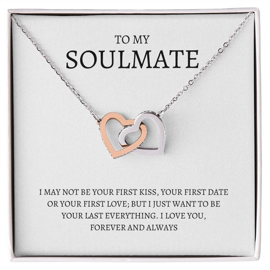 Gift For Soulmate | Interlocking Heart Necklace - First & Last White