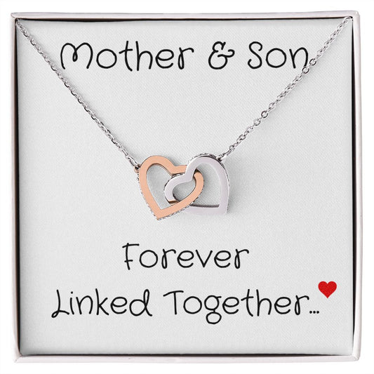 Gift For Mom | Forever Linked Together Interlocking Heart Necklace From Son