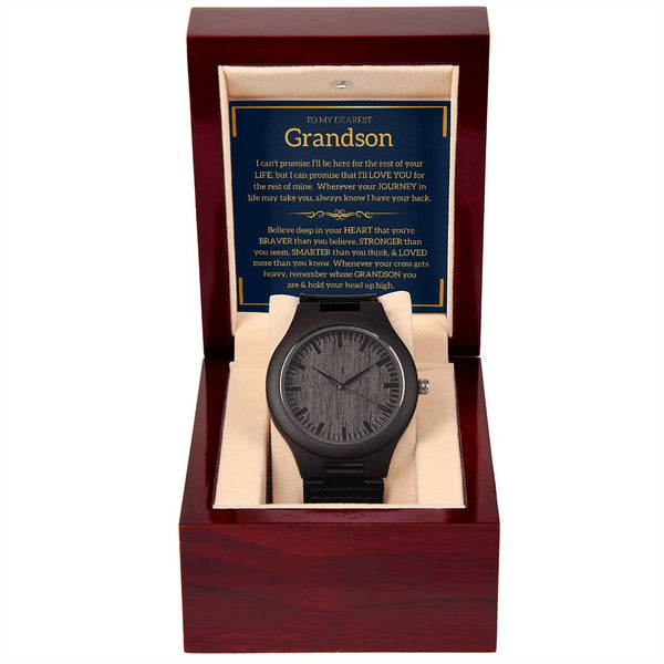 Gift For Grandson Braver Stronger Smarter Loved Wooden Watch
