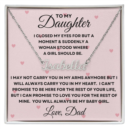 Gift For Daughter | Custom Name Necklace - Baby Girl From Dad