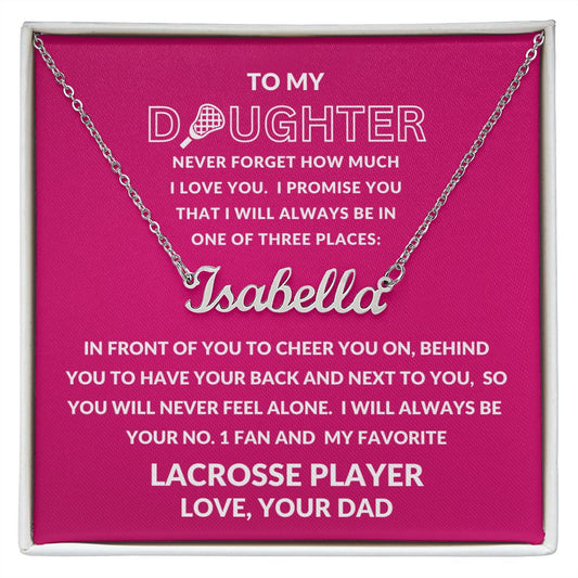 Gift For Daughter | Custom Name/Number Necklace - Lacrosse  From Dad