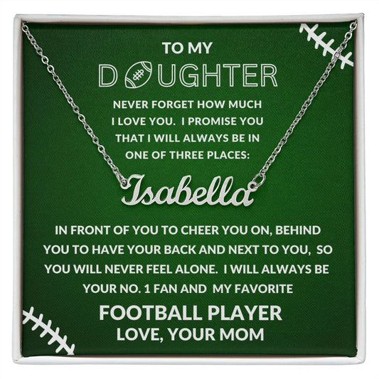 Gift For Daughter | Custom Name/Number Necklace - Football From Mom