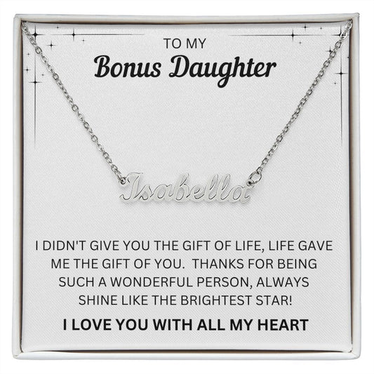 Gift For Bonus Daughter | Custom Name Necklace - Brightest Star