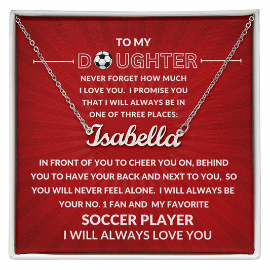 Gift For Daughter | Custom Name Necklace - Soccer
