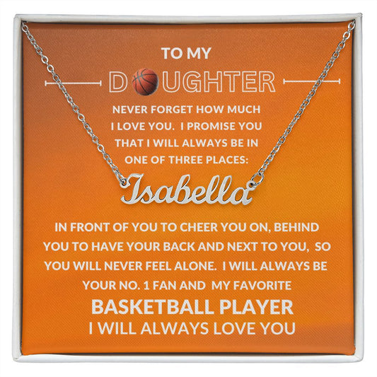 Gift For Daughter | Custom Name/Number Necklace - Basketball