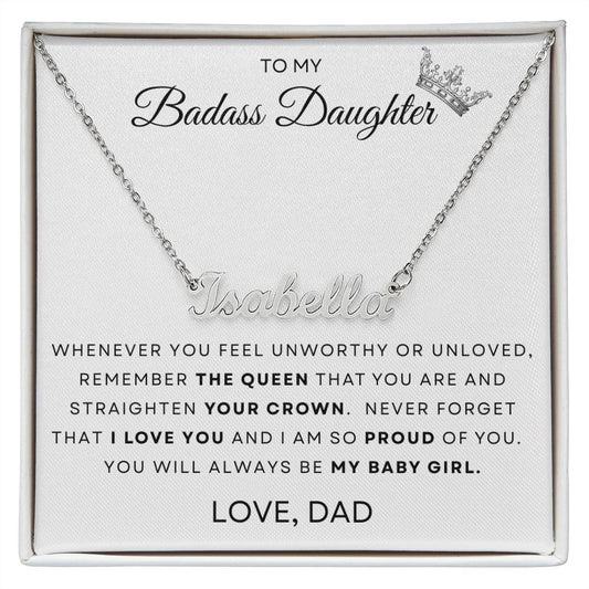 Gift For Daughter | Custom Name Necklace - Your Crown  From Dad