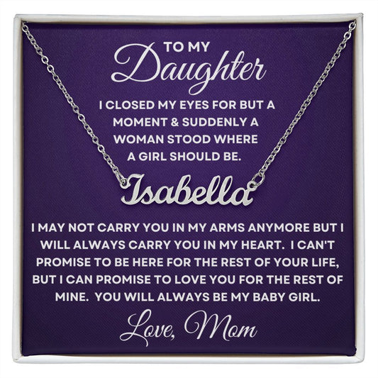Gift For Daughter | Custom Name Necklace - Baby Girl Purple From Mom
