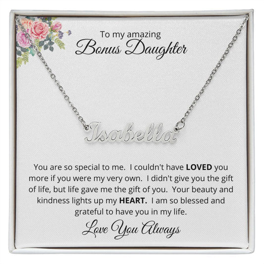 Gift For Bonus Daughter | Custom Name Necklace - Gift of You