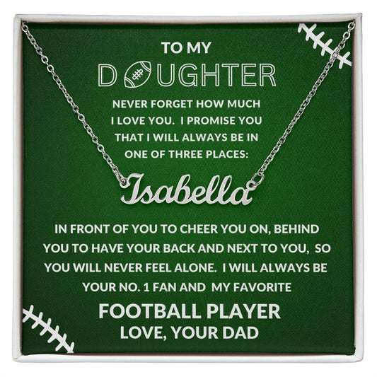 Gift For Daughter | Custom Name/Number Necklace - Football From Dad