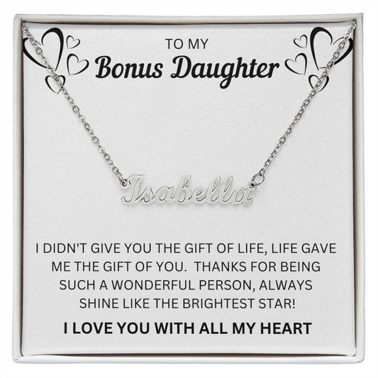 Gift For Bonus Daughter | Custom Name Necklace