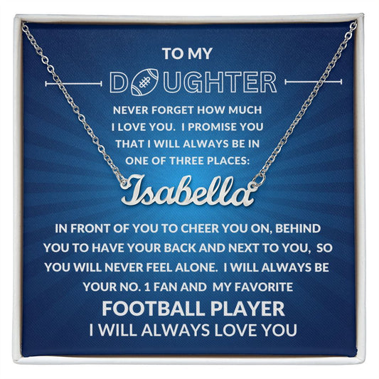 Gift For Daughter | Custom Name Necklace - Football Blue