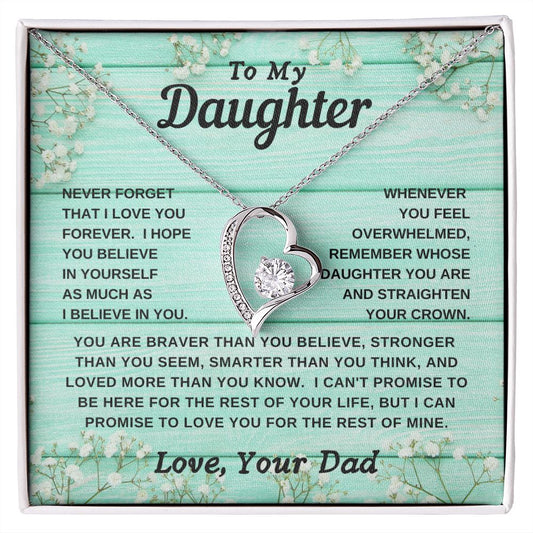 Gift For Daughter | Forever Love Necklace - Flowers Teal From Dad