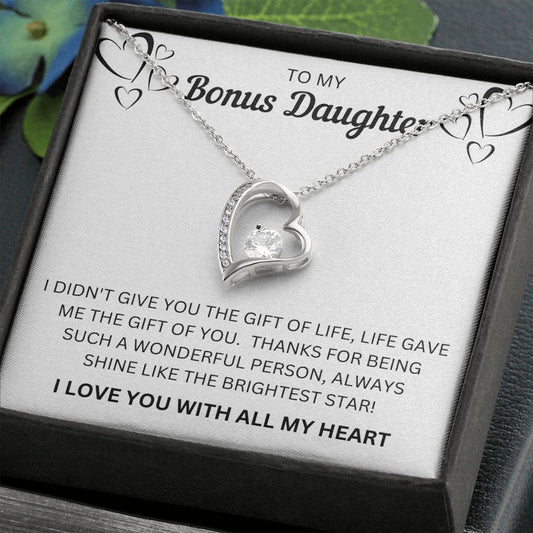 Gift For Bonus Daughter | Forever Love Necklace - Heart Brightest Star
