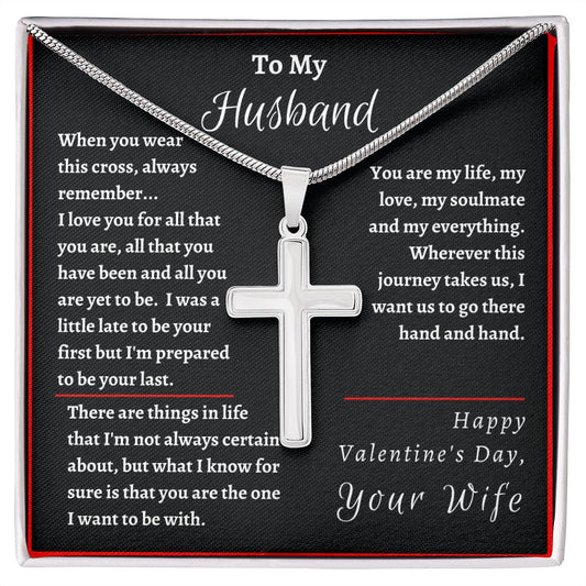 Gift For Husband | Stainless Steel Cross Necklace - All That You Are - Happy Valentine's From Wife