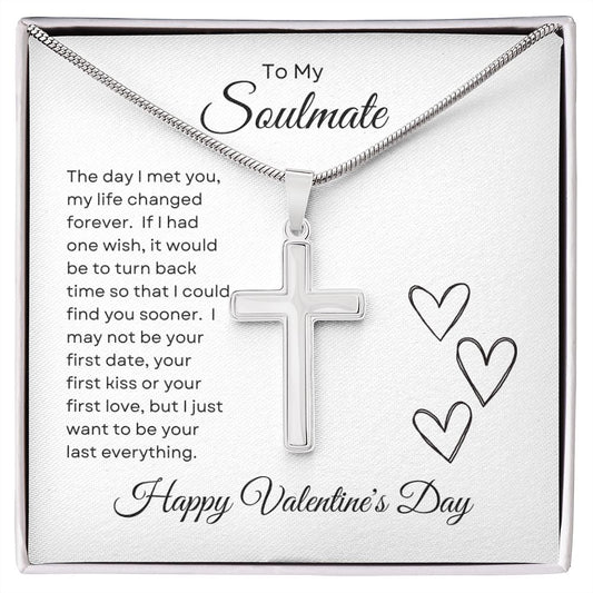 Gift For Soulmate | Stainless Steel Cross - Life Changed - Happy Valentine's