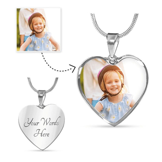 Gift For Her | Heart Photo Necklace - Add Your Own Photo