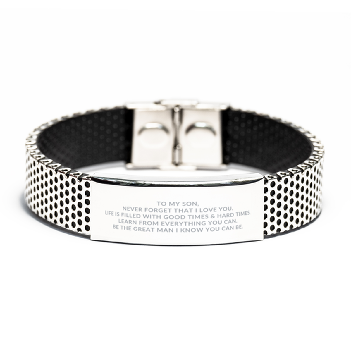 Engraved Stainless Steel Bracelet for Son