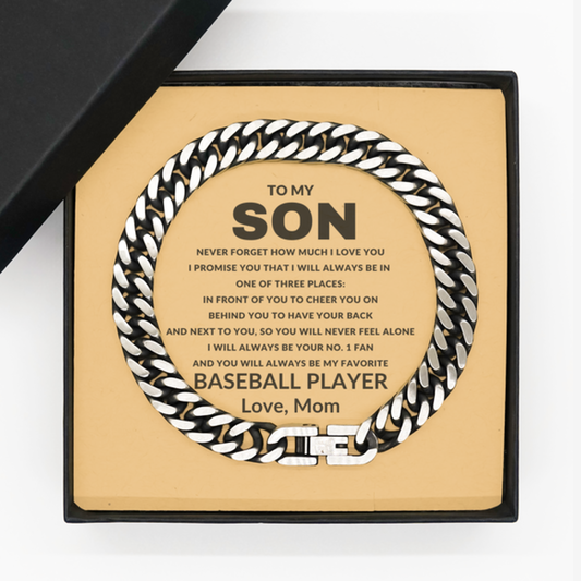 Cuban Link Stainless Steel Chain Bracelet For Son From Mom