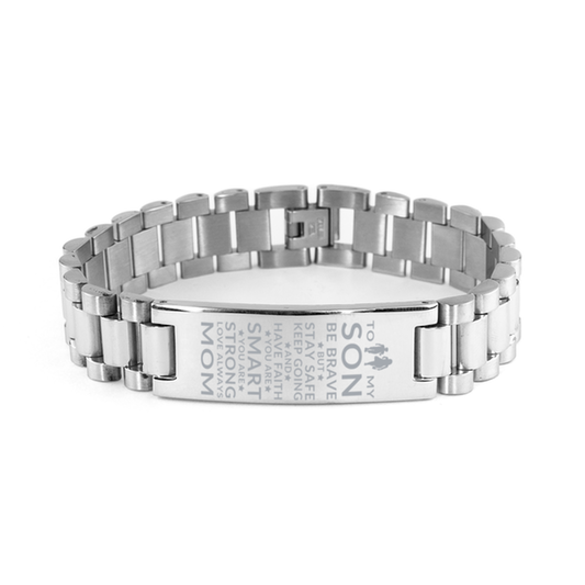 Ladder Stainless Steel Engraved Bracelet - Be Brave | To Son | From Mom