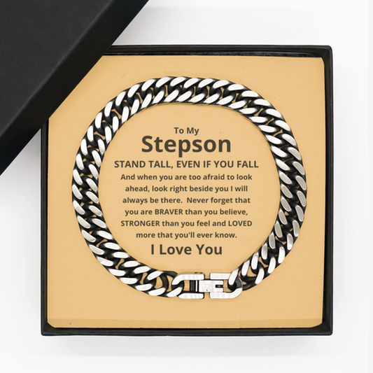 Gift For StepSon | Cuban Link Stainless Steel Chain Bracelet