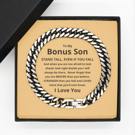 Gift For Bonus Son | Cuban Link Stainless Steel Chain Bracelet - Stand Tall