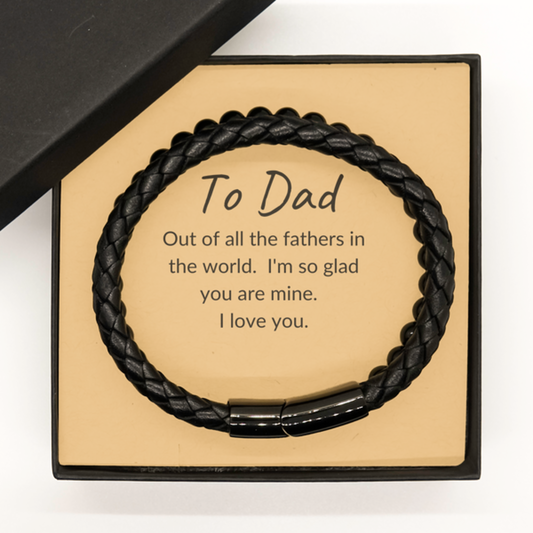 Stone Bracelet with Genuine Leather Braided Bracelet | To Dad