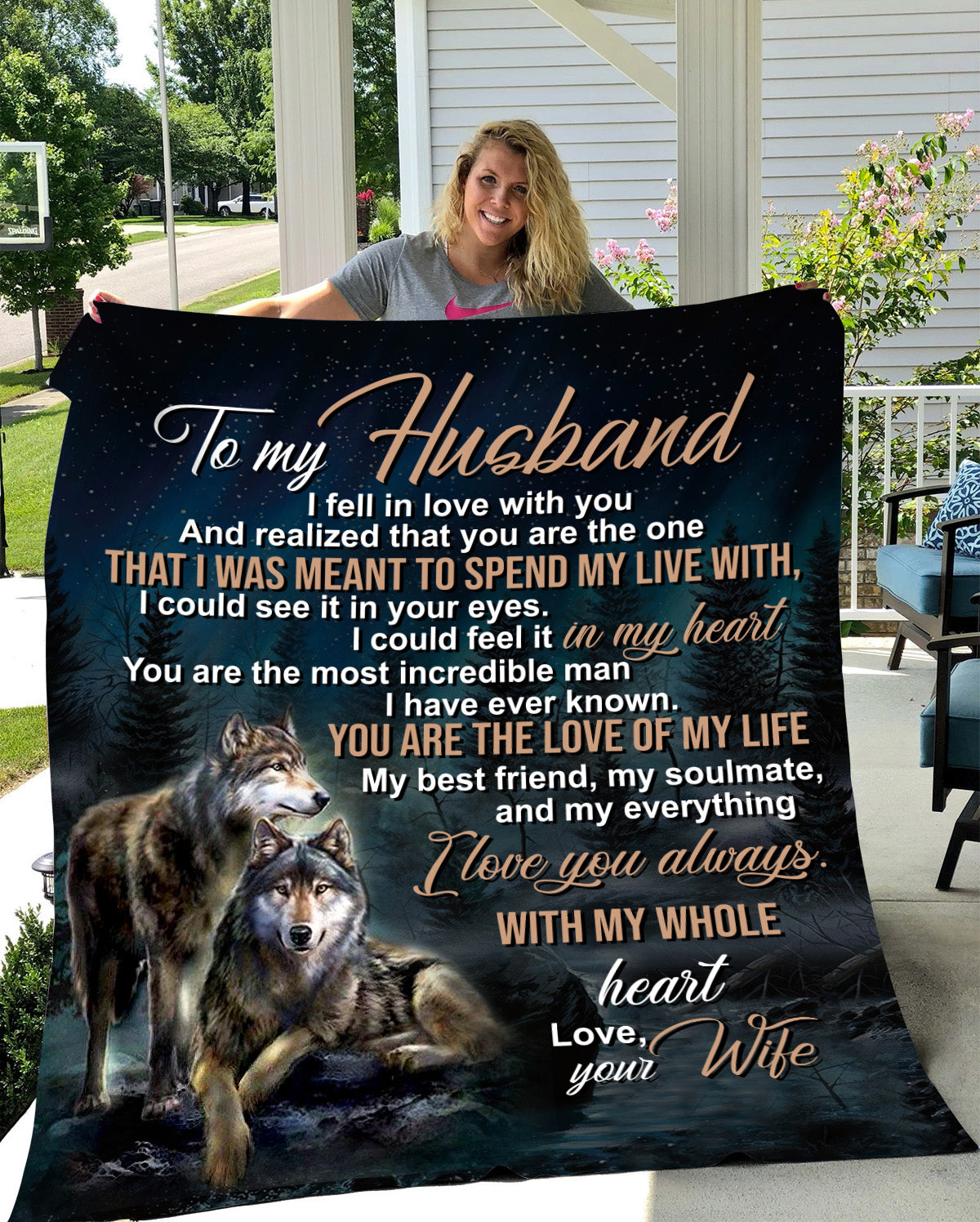 Wolves Blanket to Husband