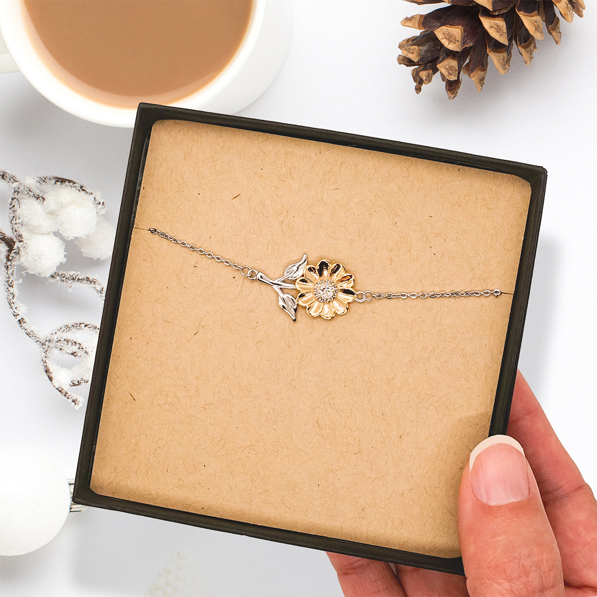 Gift For Mom | You Are Mine Sterling Silver Sunflower Bracelet
