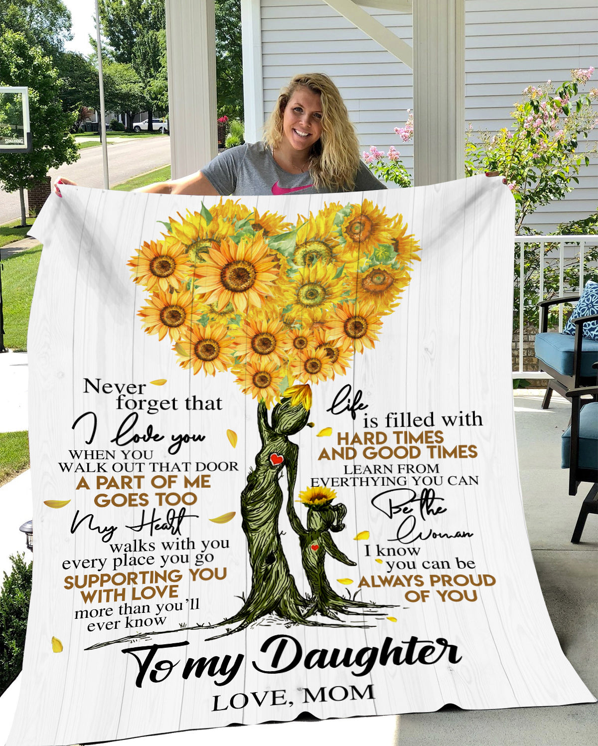 To My Daughter | Sunflower Tree Throw Blanket 50x60 | From Mom