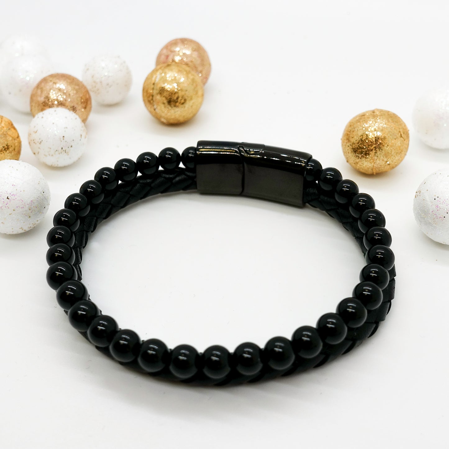 Stone Bracelet with Genuine Leather Braided Bracelet | To GodSon
