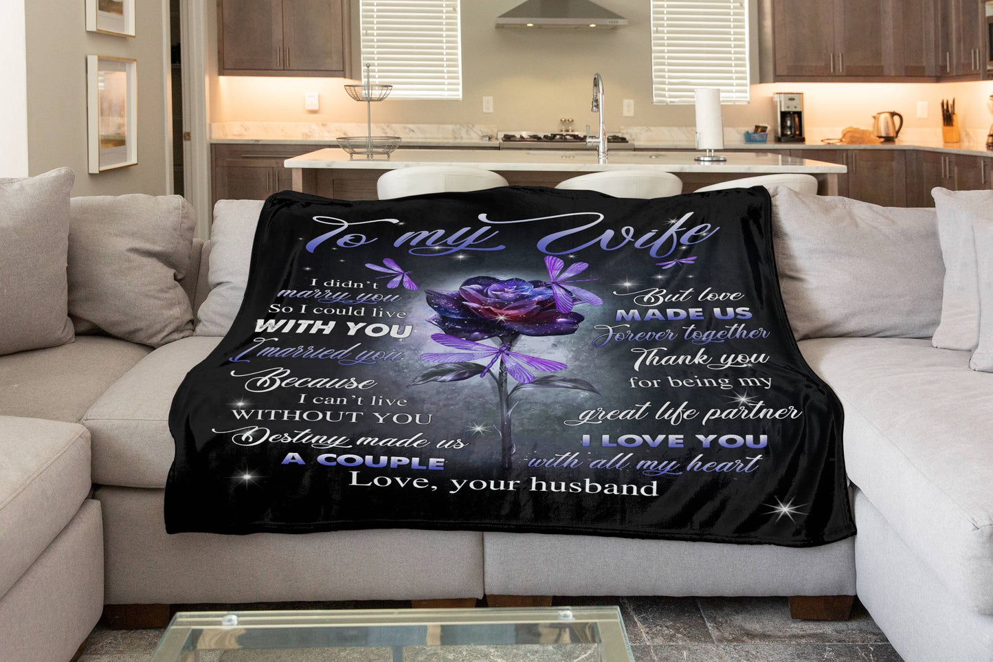 Gift For Wife | Forever Together Purple Rose Blanket From Husband